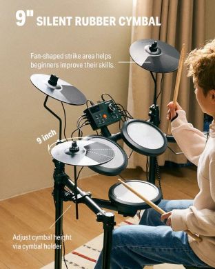 Donner Music DED-70 5 Drums 3 Cymbals with Drum Throne/ Sticks/ Headphone/ Audio Cable EC6700 87527 фото