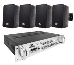 Комплект трансляционной акустики 4all Audio SET 4xWALL 420 IP55 Black 1xPAMP-120-5Zi 88423 фото
