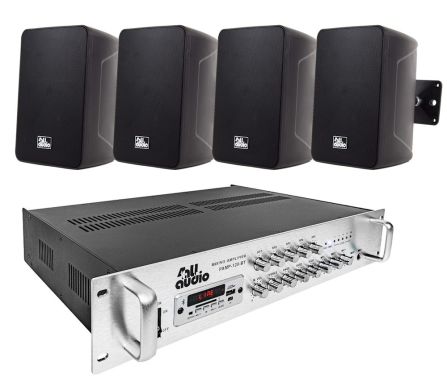 Комплект трансляционной акустики 4all Audio SET 4xWALL 420 IP55 Black 1xPAMP-120-5Zi 88423 фото