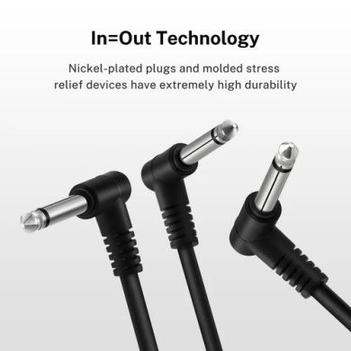 Donner Music Guitar Patch Cable Black 6-Pack 15cm EC1049 87521 фото