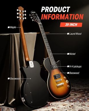 Donner Music DLP-124 Electric Guitar Sunburst EC1276 87854 фото