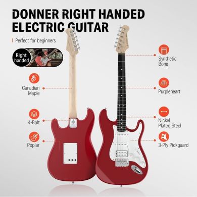 Donner Music DST-100 Sunburst Electric Guitar Kit Red EC1166 87532 фото