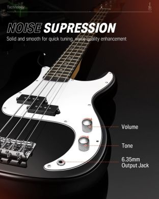Donner Music DPB-510 Electric Bass Guitar Black EC1228 87525 фото