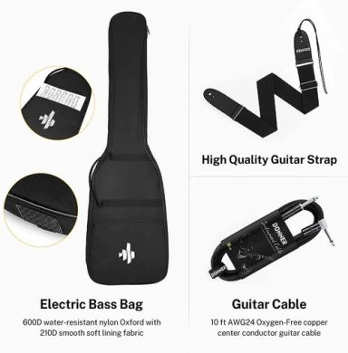Donner Music DPB-510 Electric Bass Guitar Black EC1228 87525 фото