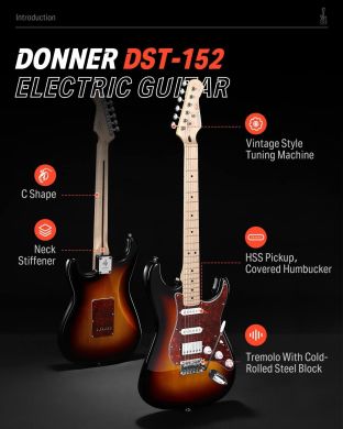Donner Music DST-152 Electric Guitar Kit Sunburst EC1416 87535 фото