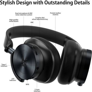 Беспроводные полноразмерные наушники с ANC KZ Audio T10S Black 87612 фото
